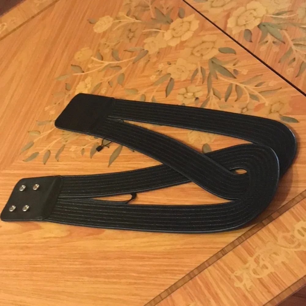 Zara Limited Edition 100% Genuine leather twist black wide belt Sz.80 (S)
